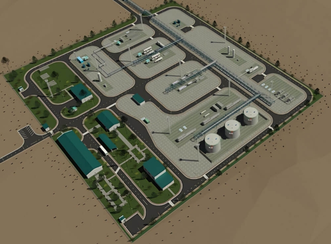Aerial view of industrial facility
